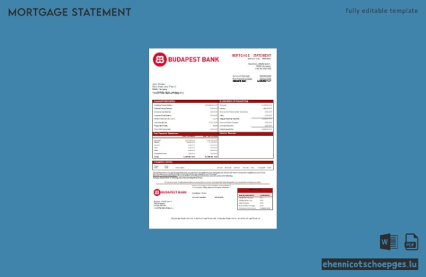 Beispielvorschau für einen Hypothekenauszug einer Filiale der ungarischen Budapest Bank - Szolnoki